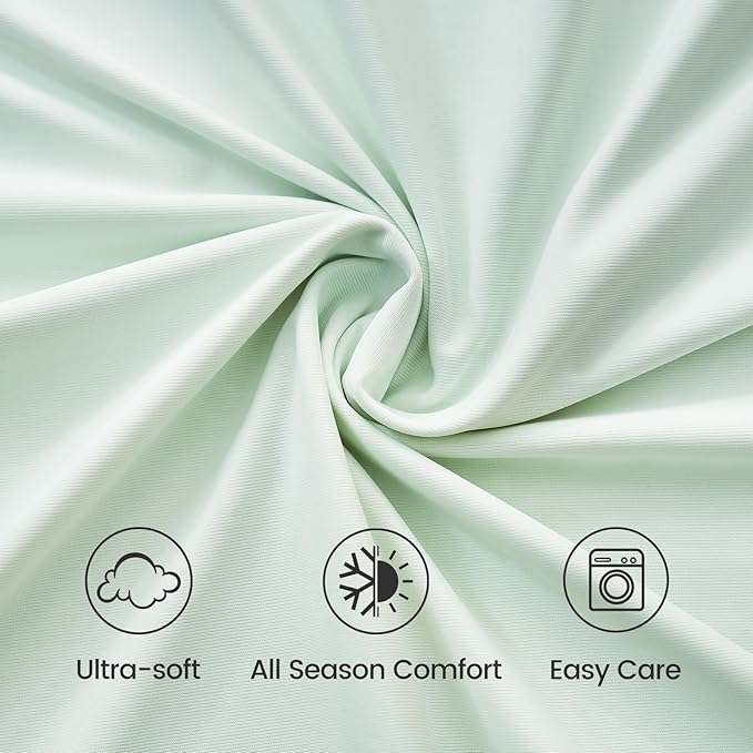 Cozy Bliss Premium Cooling Sheet Set King Size, Q-Max>0.4, 3PCS No Flat Sheet with 2 Pillowcases, Breathable Fitted Sheet for Hot Sleepers & Night Sweats, Deep Pocket Up to 18 Inches, Light Mint Green
