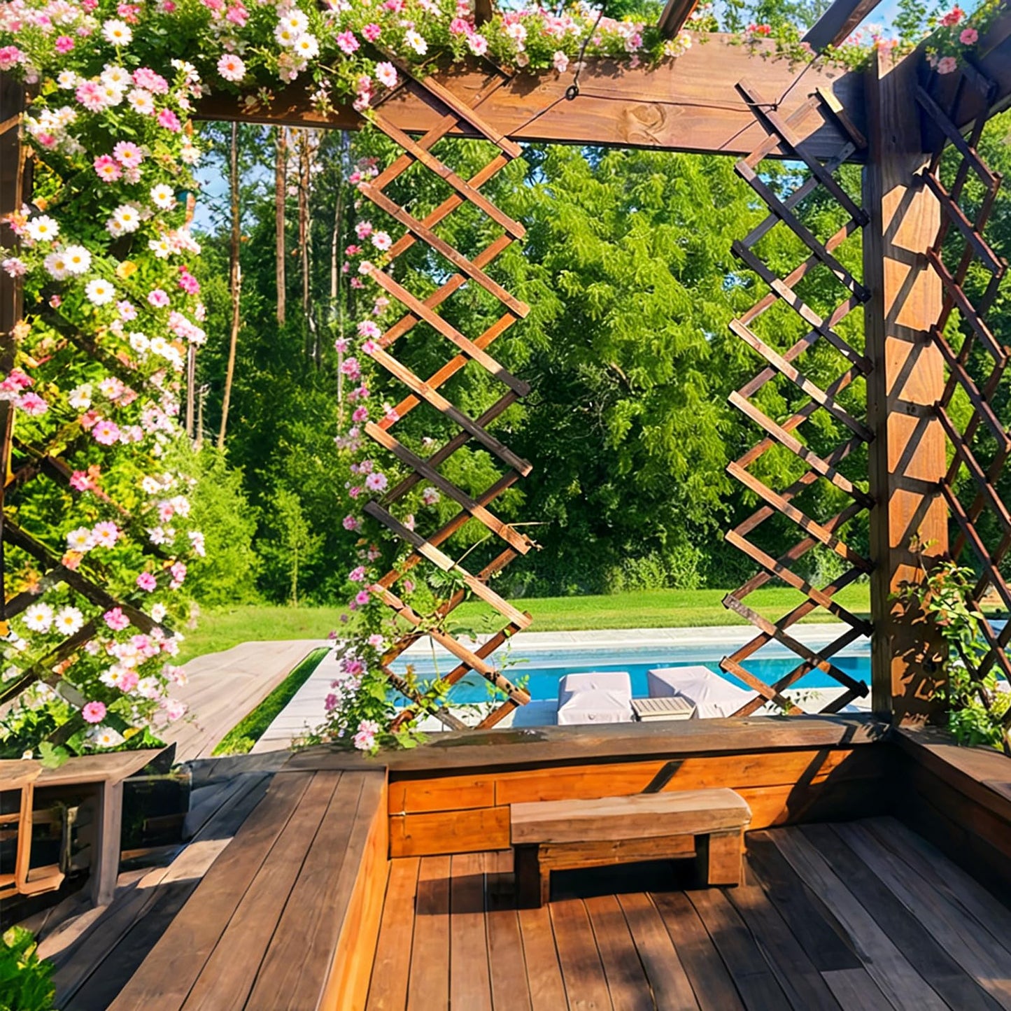 4 Pcs Expandable Garden Trellis, 13" x 68" Thickened Wooden Lattice Trellis for Climbing Plants Outdoor Ivy Vine Rose Clematis for Garden Fence Wall Patio Room Decor (4)