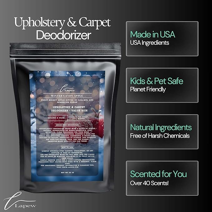 Winter Candy Apple Carpet Freshener Powder Value Size 36 oz | Powerful Odor Eliminator for Home | Upholstery Deodorizer | Carpet Deodorizer | Cat Litter Box