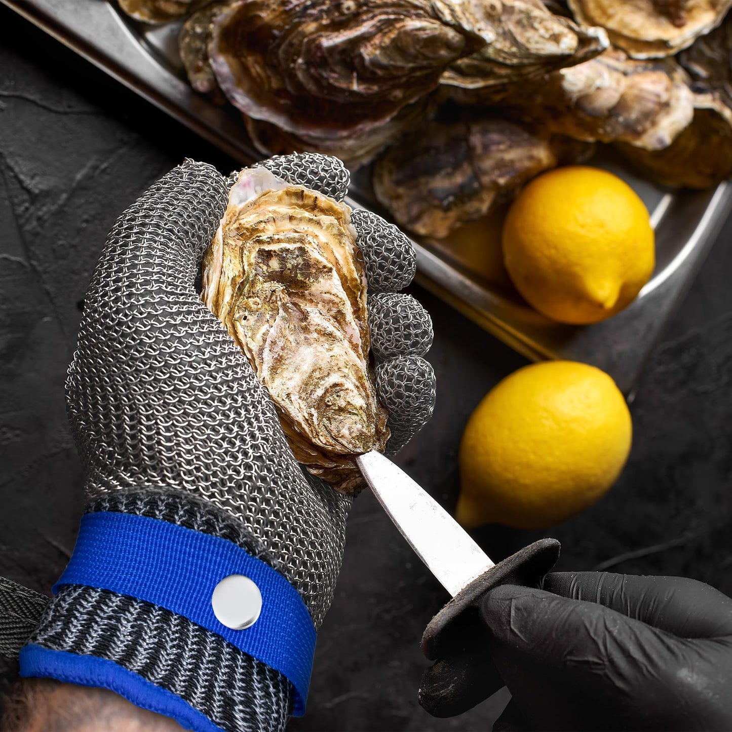 ZEEGO ANSI A9 Cut Resistant Glove, Food Grade Stainless Steel Mesh Metal Glove, Suitable for Mandoline, Kitchen Cooking,Butcher Meat Cutting and Oyster Shucking(Large Size)