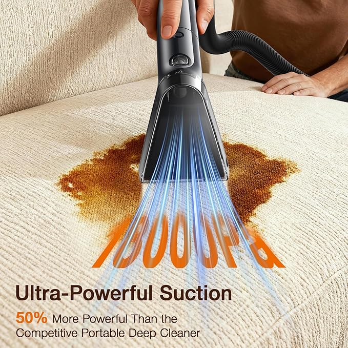 LABIGO Upholstery & Couch Cleaner Machine, 18Kpa Portable Carpet Cleaner Machine for Deep Cleaning, Spot Cleaner and Carpet Shampooer for Pet Messes, Rug, Furniture, Mattress, Sofa, Stairs & Car