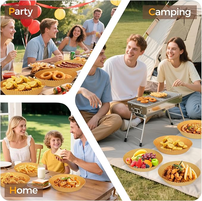 1000 Pcs Air Fryer Paper Liners, 8" Round Air Fryer Liners Disposable, Heavy-Duty Parchment Paper for 5-8 qt Airfryer Basket, Non-Stick & Grease-Proof Baking Liner for Oven Pan