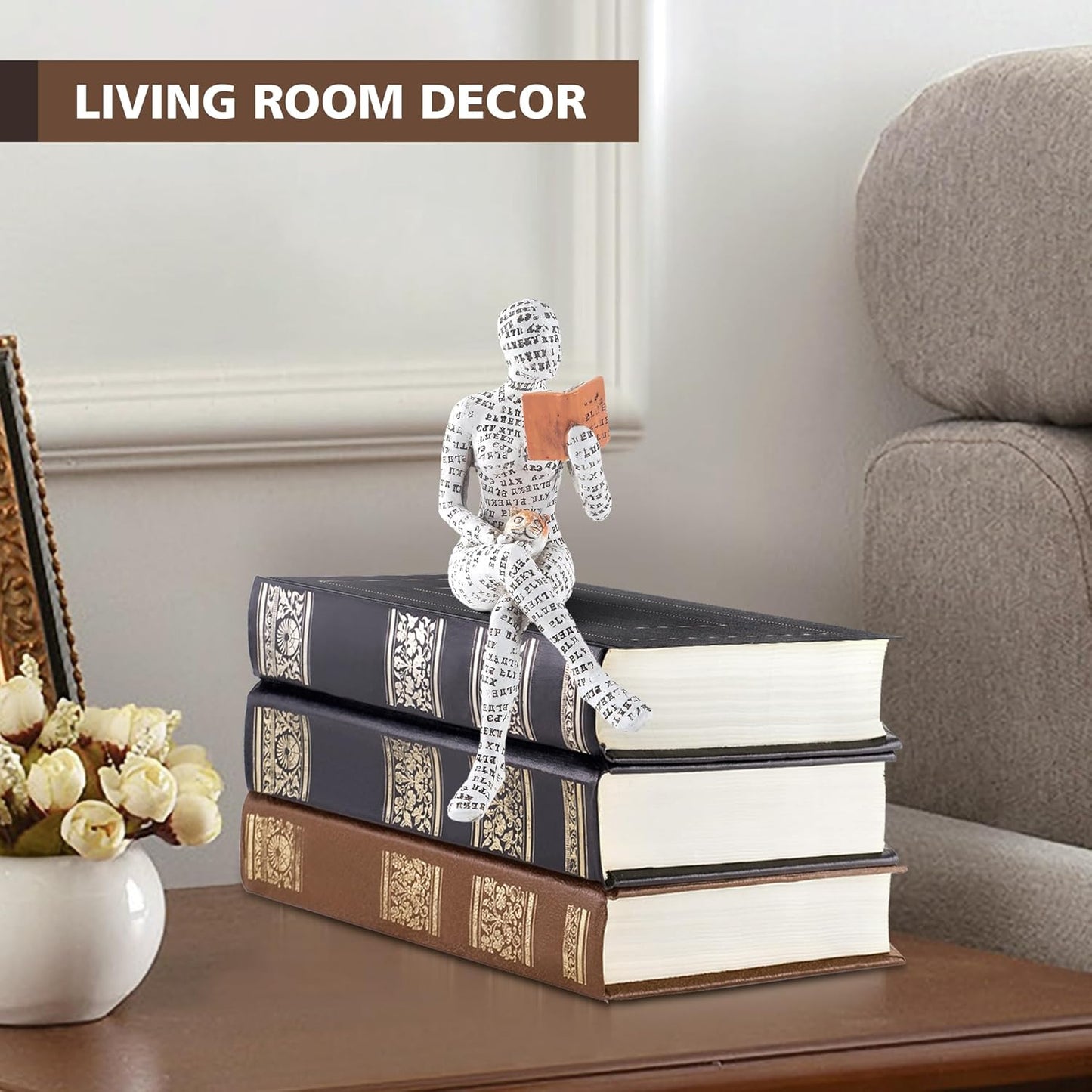 GRAPMKTG Home Decor Pulp Reading Women Thinker Statue Aesthetic Sculpture Room Decor Modern Abstract Decoration on Shelf Table Desk for Living Room Office Bedroom B
