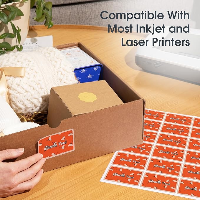 4" X 5" Matte White Printable Labels for Inkjet and Laser Printers - 100 Sheets, 400 Custom Stickers for Shipping Labels, Address Stickers, Organization - Spartan Industrial Template R022