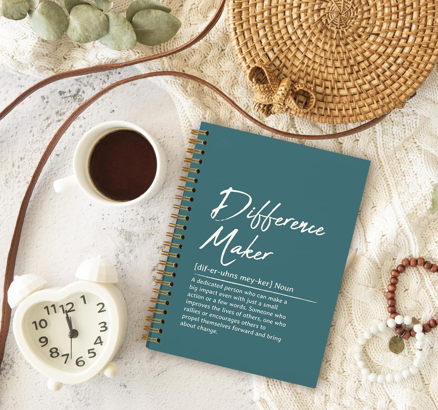 OXW Difference Maker Gift Notebook Journal, Office Notebook for Work, Thank You Gifts for Leader Mentor Boss, Leadership Gifts Journal, Turquoise Spiral Notebook 5.5 x 8.3
