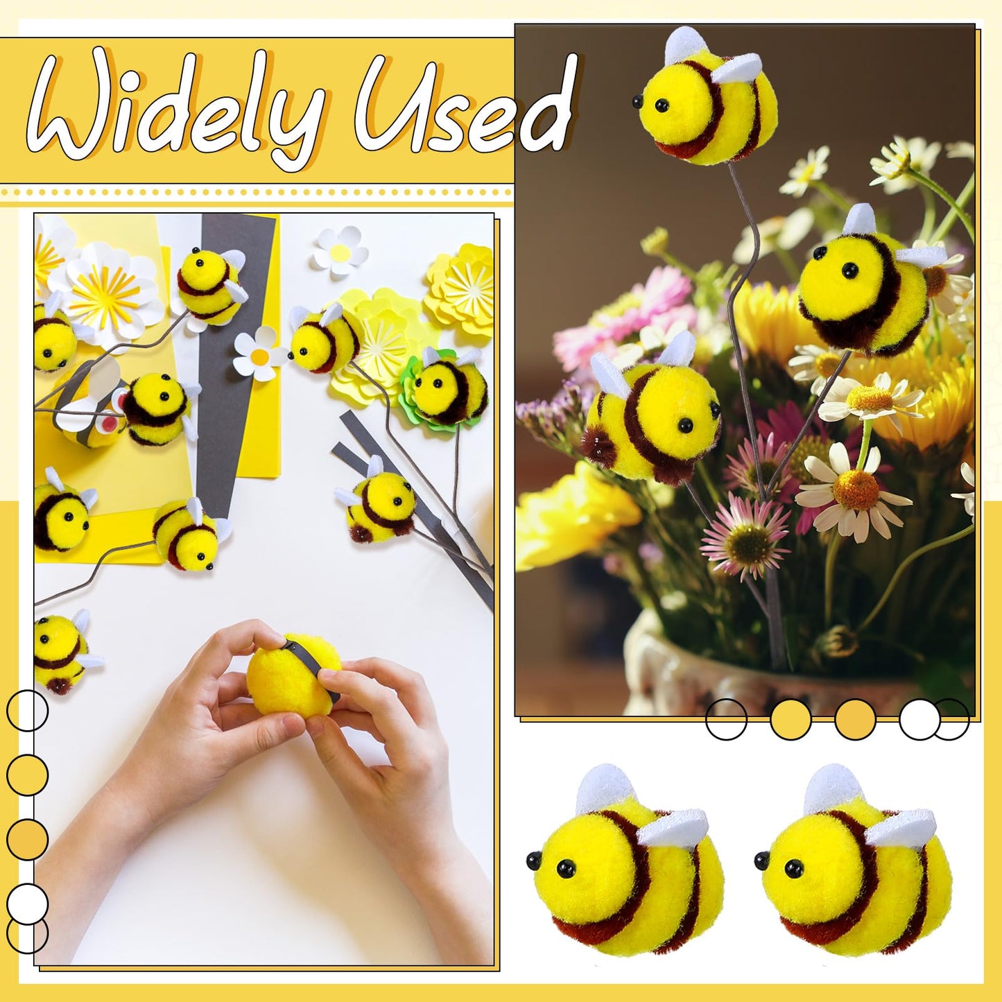 Suncalla 12 Pcs Felt Bee Stems What Will Baby Bees Birthday Party Decor DIY Felt Honeybee Branch Pick for Tree Vase Filler Home Centerpiece Farmhouse Baby Shower Crafts (Bee)