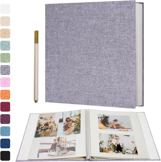 Vienrose Photo Album Self Adhesive 4x6 5x7 3x5 8x10 Scrapbook Album DIY Scrap Book with A Metallic Pen (11"x10.6" 60 Pages, Grey)