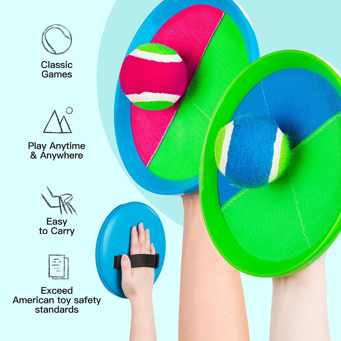 EVERICH Upgraded Toss and Catch Ball Game Set, Outdoor Games for Kids Toys, Stocking Stuffers for Family Games, Beach Pool Yard Outside Toys for Boys Girls 3 4 5 6 7 8-12 Years Old