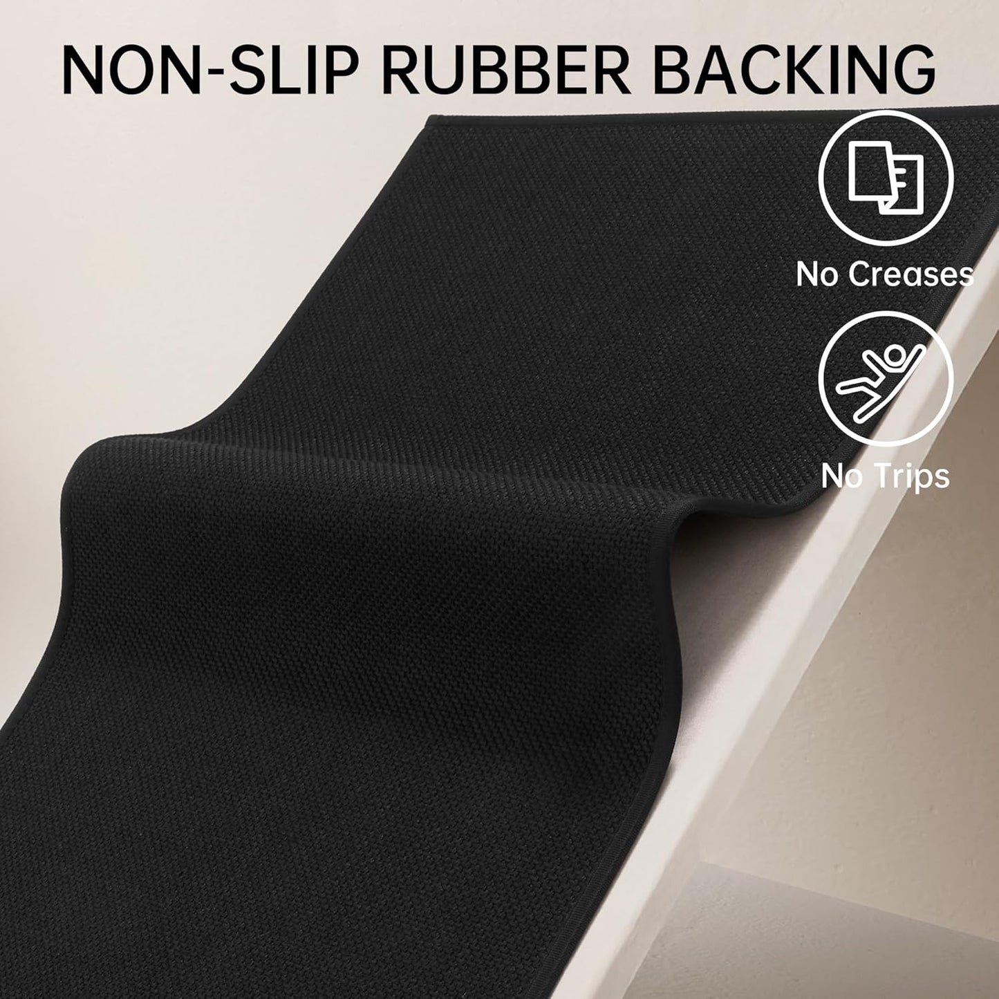 Mecko Bath Mat, Ultra Absorbent Quick Dry Bathroom Floor Mats-Upgraded Thin Cozy Cloth Bathroom Mat(Black,24"x48")