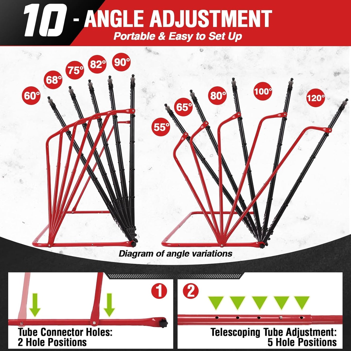 Soccer Rebounder Net, 10 Adjustable Angles 6x4FT Soccer Kickback Trainer for Passing, Ball Control & Volley Practice, Easy Setup Portable Football Training Net for Solo & Team Use