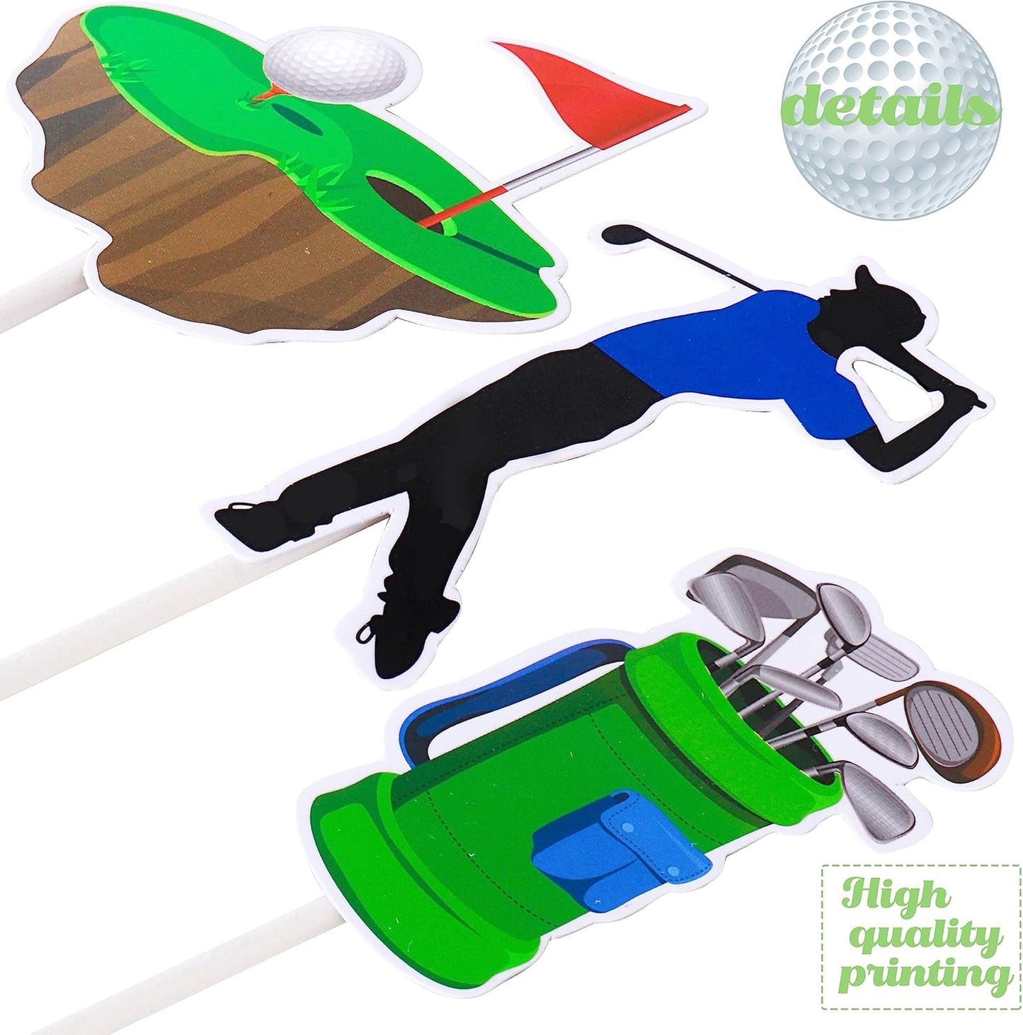 Golf Cupcake Toppers 36Pcs Golf Ball Cupcake Toppers Sticks Golf Birthday Party Cake Picks Sports Golf Theme Decorations for Golf Life Baby Shower Supplies