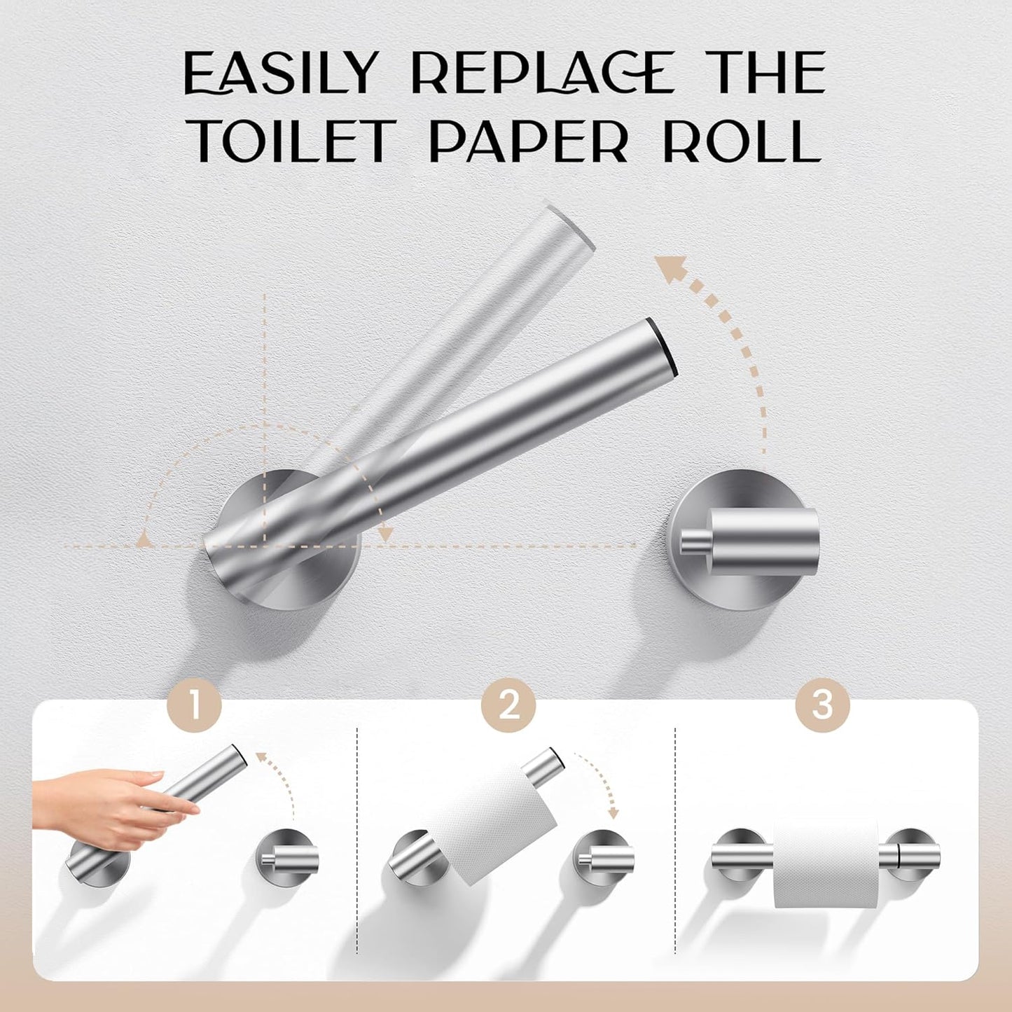 Day Moon™ (2 Pack) Brushed Nickel Toilet Paper Holder - Toilet Paper Holder Wall Mount