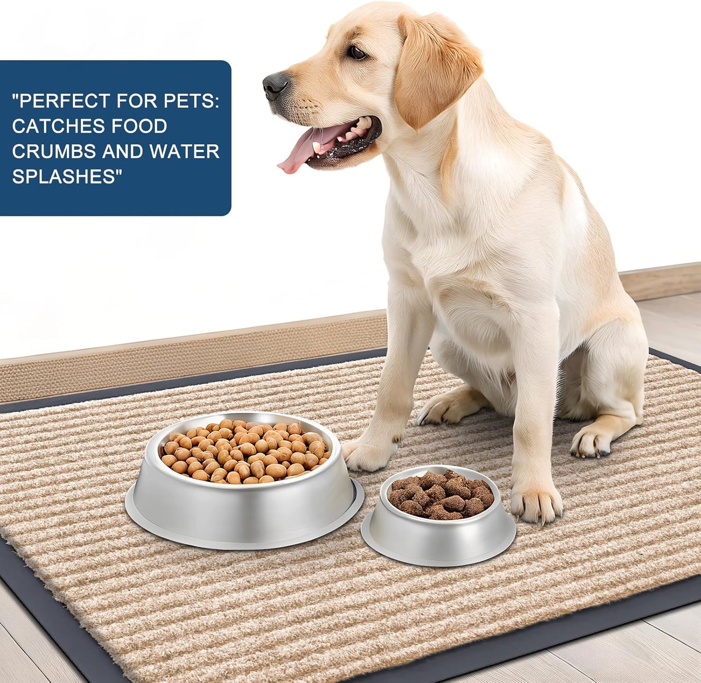 OLANLY Front Door Mat Indoor Outdoor Entrance, Waterproof Heavy Duty Doormat, Fade Resistant, Low Profile, Easy Clean Patio Porch Welcome Floor Mats for Entry, 47x23, Beige