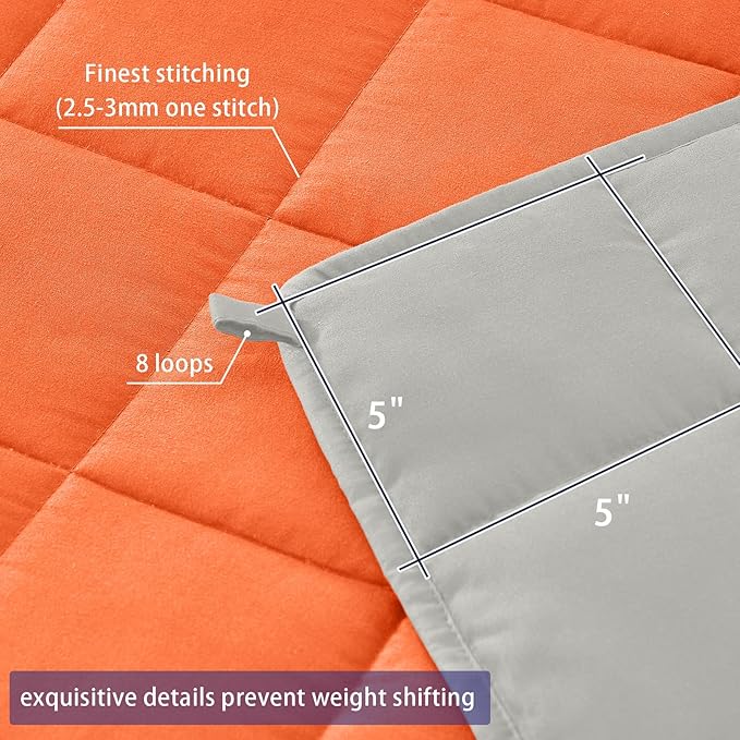 yescool Weighted Blanket for Adults (18 lbs, 60" x 80", Orange) Cooling Heavy Blanket for Sleeping Perfect for 110-130 lbs, Queen Size Breathable Blanket with Premium Glass Bead, Machine Washable