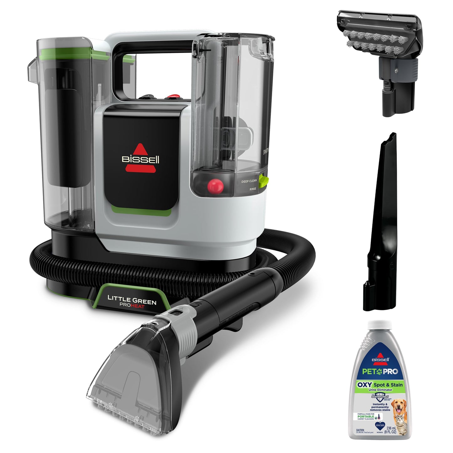 BISSELL Little Green ProHeat SmartMix, Portable Deep Cleaner, Self-Cleaning Tough Stain Tool and Specialized Pet Hair Removal To