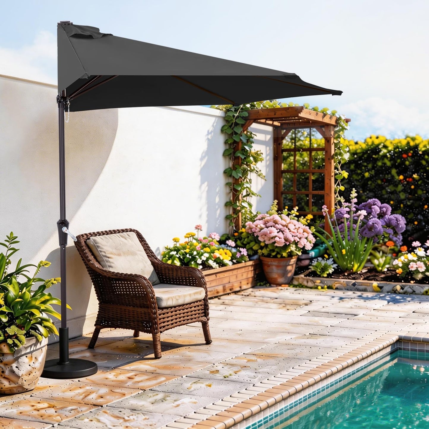 ABCCANOPY Patio Umbrella 9FT - Outdoor Half Umbrellas for Patio, Backyard, Garden, Deck (Dark Gray)