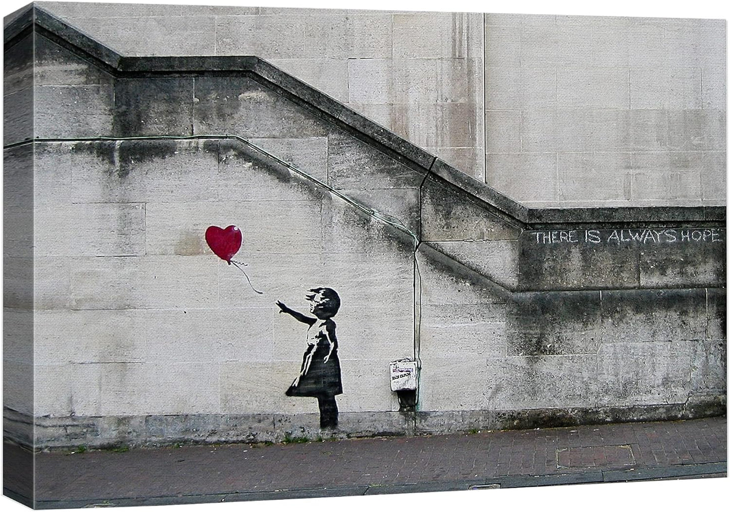 wall26 Canvas Print Wall Art Banksy There is Always Hope Girl with Balloon Graffiti & Street Art Pop Culture Illustrations Pop Art Bohemian Multicolor Dark for Living Room, Bedroom, Office - 12"x18"