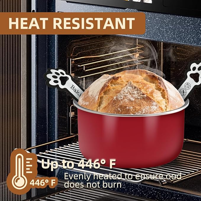 Silicone Bread Sling for Dutch Oven, 2-Pack – Fits 4–7 Qt Round Dutch Ovens – Heat Resistant 0.7mm Non Stick Baking Mat with Handles – Sourdough Bread Sling, Oven Safe up to 446°F