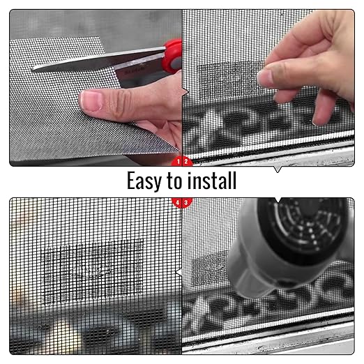 Matenf Window Screen Repair Patch, 10 Patches, 4"x 4"(10cm x 10cm), Gray, 3-Layer Strong Adhesive Window Screen Mesh Tape, Repair Kit for Window and Door Screen Tears Holes