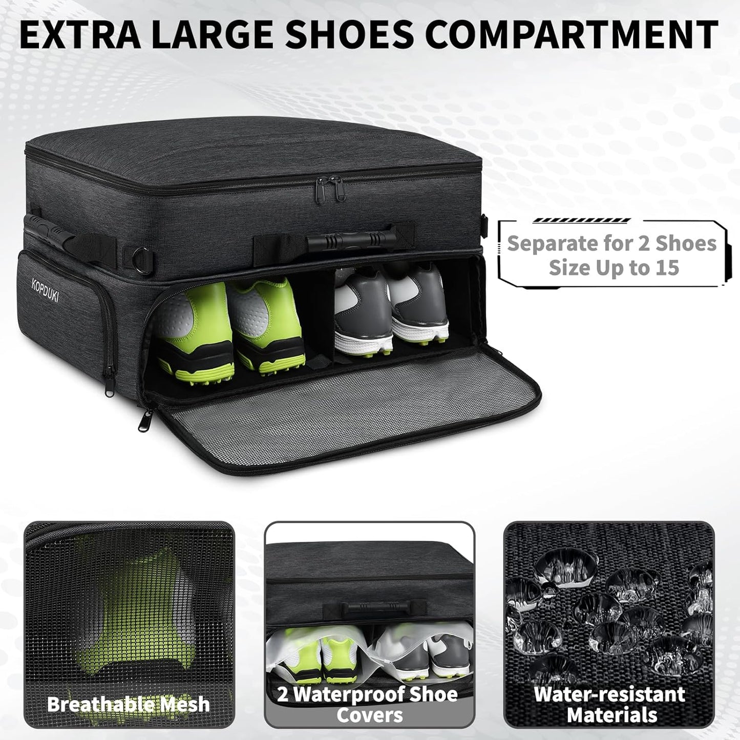 Extra Large Golf Trunk Organizer, Golf Gifts for Men Golfers, 20"x 14"x 10" 2 Layer Golf Trunk Organizer for Car, Water-resistant with Ventilated Compartment for 2 Pair Shoes and More Golf Accessories