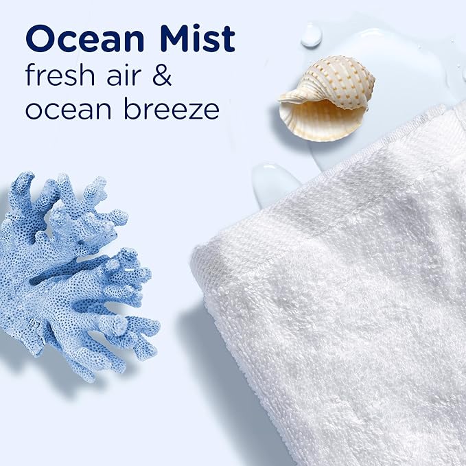 Downy Light Laundry Scent Booster Beads, Ocean Mist Scent, 24 OZ, In-wash fabric beads designed to be gentle with a light boost of scent, No Heavy Perfumes (Pack of 2)