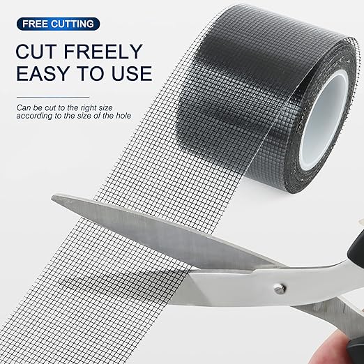 Window Screen Repair Kit 2 in X 16.5FT 3-Layer Strong Adhesive & Waterproof Tape Fiberglass Covering mesh, Repair for Window Screen and Screen Door tears Holes