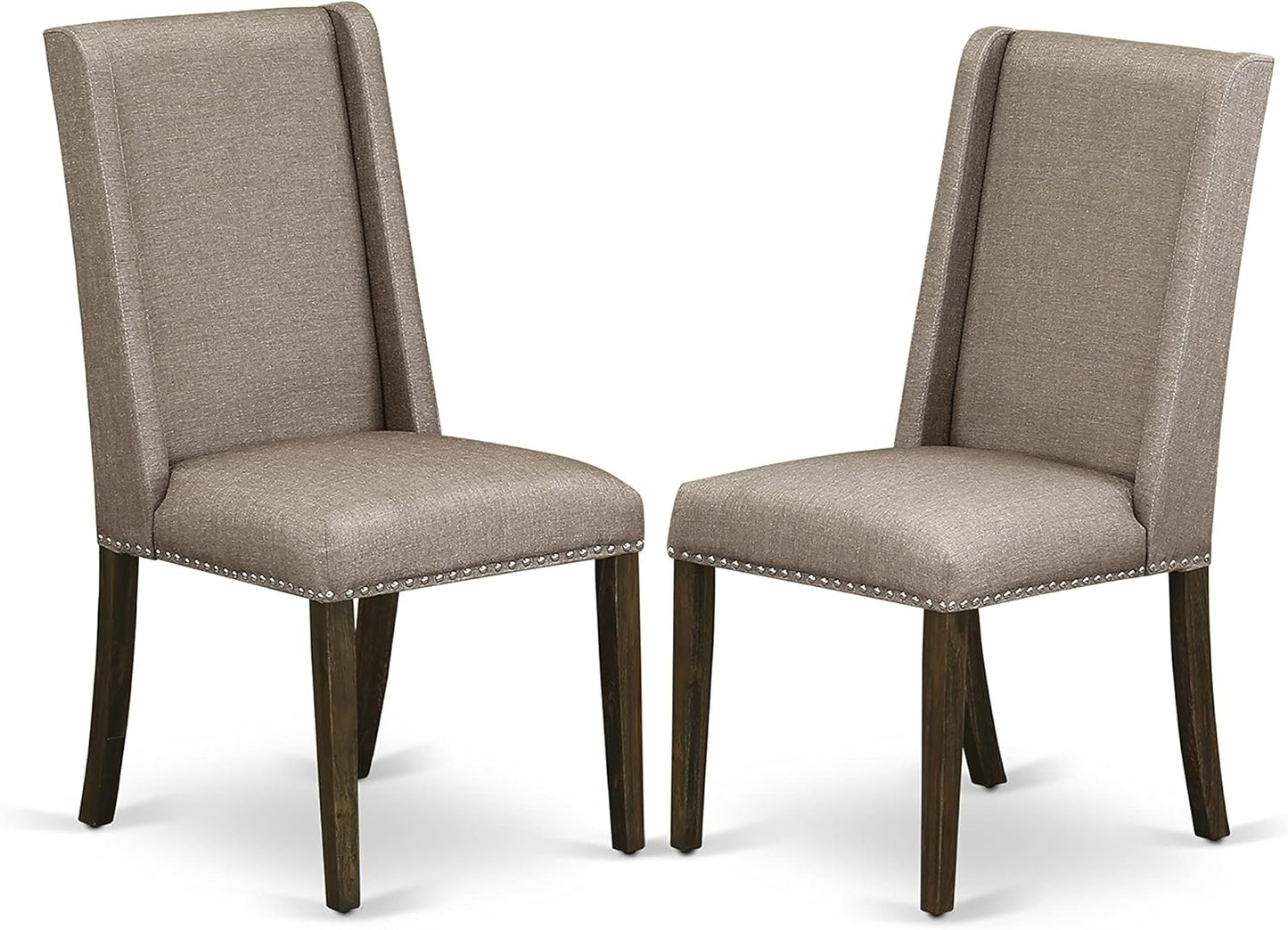 East West Furniture X797FL716-6 6 Piece Dining Table Set Contains a Rectangle Kitchen Table with X-Legs and 4 Dark Khaki Linen Fabric Parson Chairs with a Bench, 40x72 Inch, Multi-Color