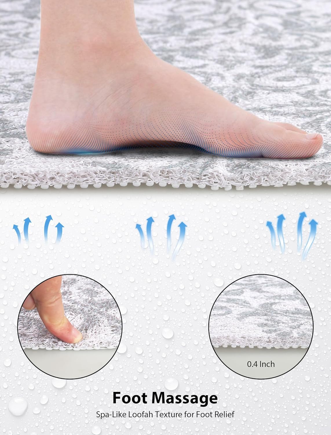 Bathtub Mat Non Slip, Yonala 24 x 16 Inch Premium Non Slip Shower Mats for Inside Shower, Soft Trimmable PVC Loofah Anti Slip Shower Mat, Fast Drying Shower Floor Mat for Bathroom, Home, Bath Tub