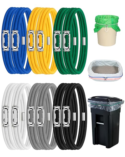 Garbage Can Bands Cord Lord Design Adjustable Large Trash Can Rubber Bands Fits 8-33 Gallon Trash Cans Multifunction Bands Litter Box Bands for Kitchen Tables Picnic Party 12 Pack