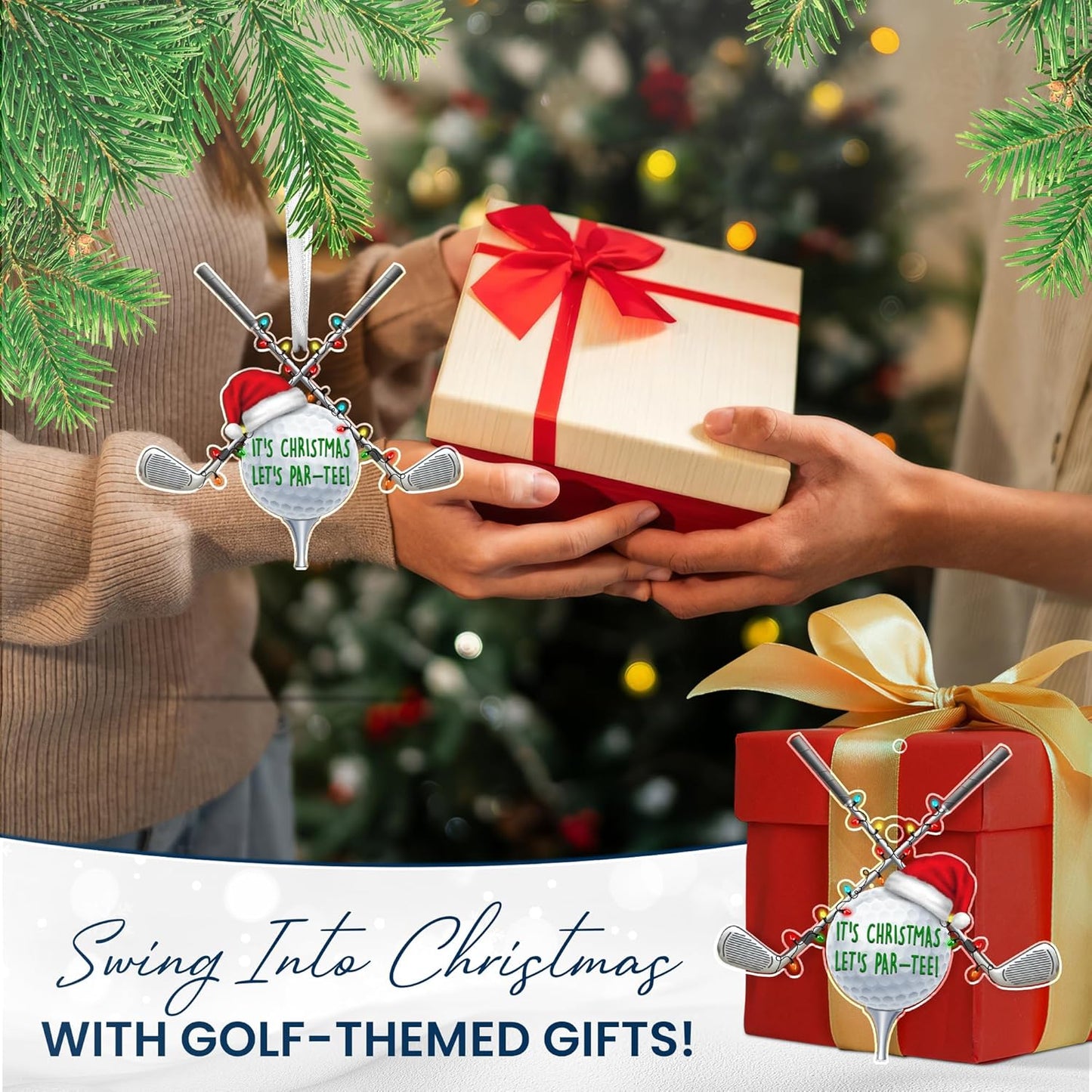 FLAGWIX Christmas Golf Gifts for Men Women - Acrylic Ornaments 2025 Tree Decorations - Golf Ornaments for Christmas Tree, Funny Sports Ornament Gifts for Men Dad Husband