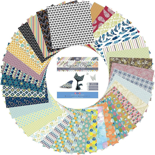 Japanese Origami Paper Set - 120 Sheets - Traditional 6x6 Folding Kit Featuring Floral, Animal, Aztec, Geometric Designs for Kids and Adults