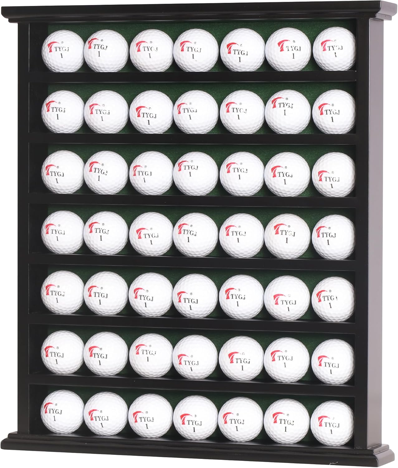 DisplayGifts Golf Gift 49-Golf Ball Display Case Cabinet Rack, No Door Open Rack Black Finish Frame