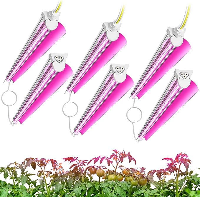 3FT Plant Grow Light, Super Bright Plant Lights for Indoor Growing, Full Spectrum, with ON/Off Switch & Timed Function, Pinkish
