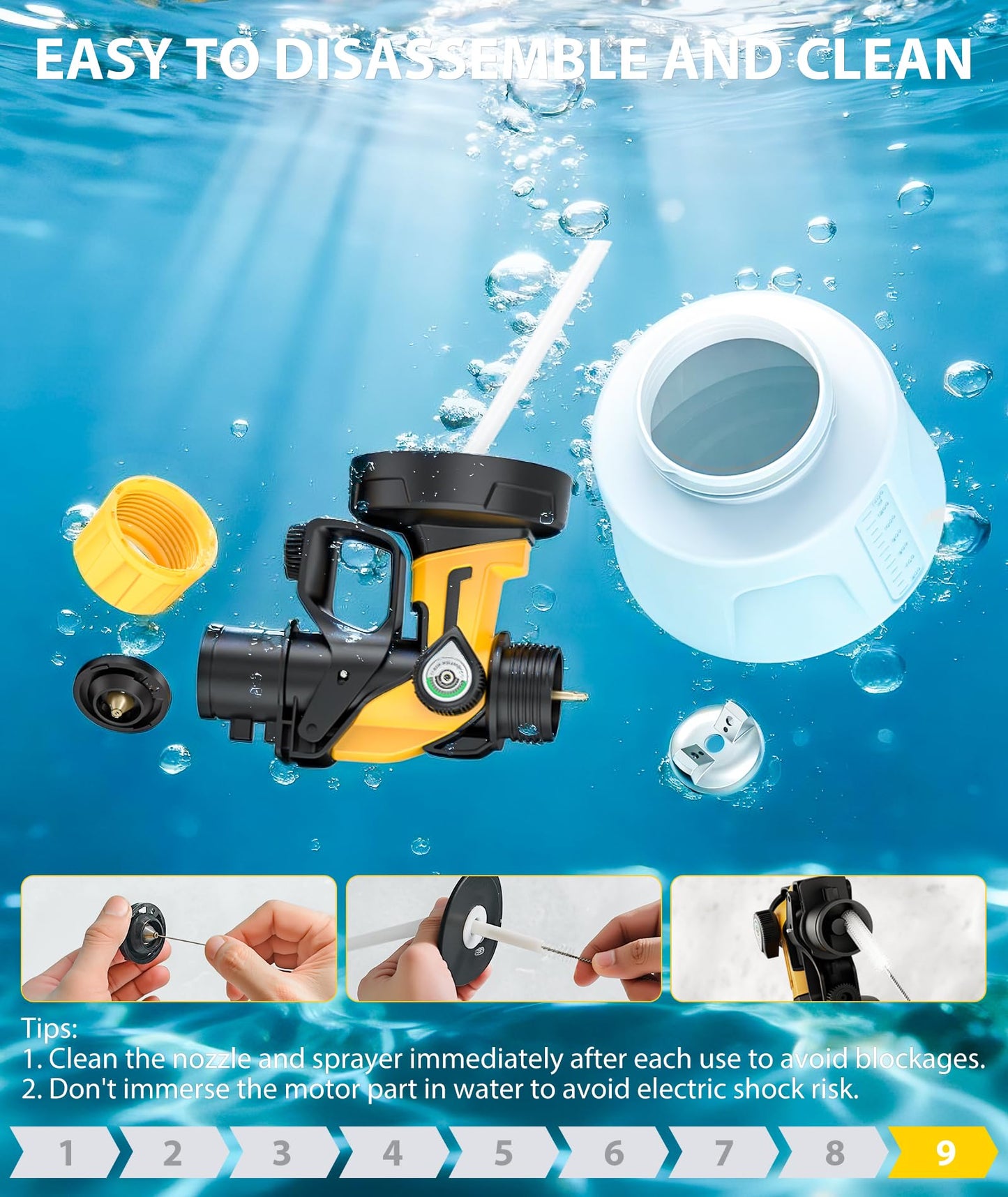 Paint Sprayer, 32000 RPM Cordless Electric Spray Paint Gun with 1400ml Container, Easy to Clean, 2×4000mAh Battery, LED Light, 3 Modes & 6 Nozzles, Paint Sprayer for House Wall Fence DIY Painting