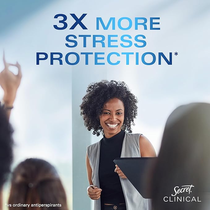 Secret Clinical Strength Antiperspirant Deodorant for Women, Stress Response, 3X Stress Protection, 72hr Sweat & Odor Protection, PH Balancing Minerals, Invisible Solid, 2.6 oz (Pack of 2)
