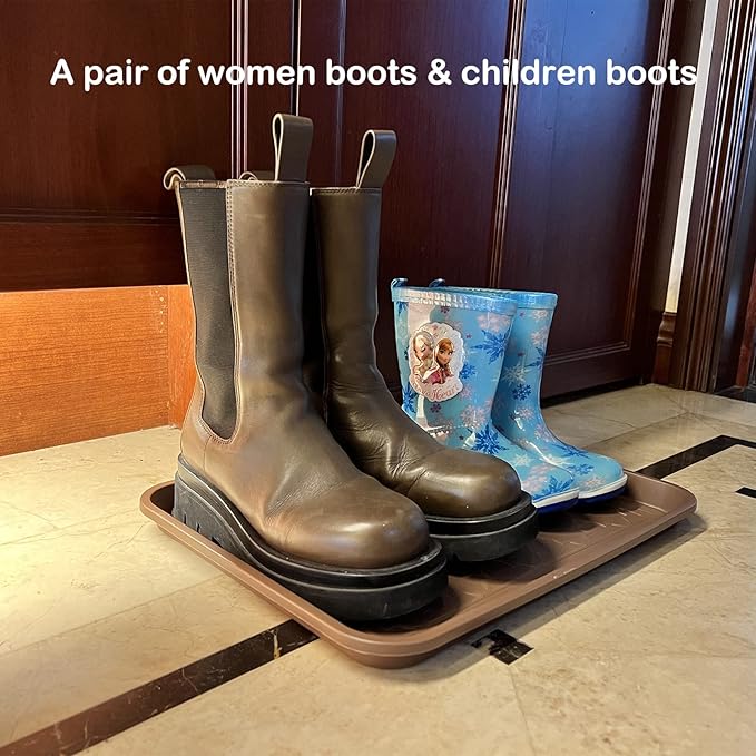 Boot Tray for Entryway Indoor, Heavy Duty Shoe Mat Tray 2 Packs, 16.7"x12.8" Waterproof Shoe Trays with Raised Edge, Outdoor Multi-Purpose Mat for Boots, Garden, Pet