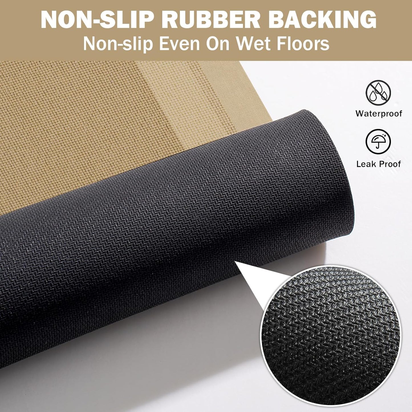 Extra Long Non Slip Bathroom Runner Bath Mat, Rubber Backing Ultra Thin Bath Rug Fit Under Door Quick Dry Super Absorbent Washable Shower Mat for Bathroom Floor Bathtub Sink, Brown 17"x47"