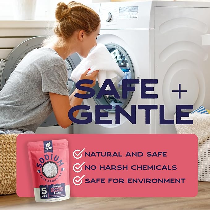 Sodium Percarbonate, 99.9% Pure Oxygen Bleach Powder, Laundry Stain Remover, Whitener, and Detergent, Dishwasher Cleaner and Deodorizer, 2 lbs (32 oz), Pack of 1