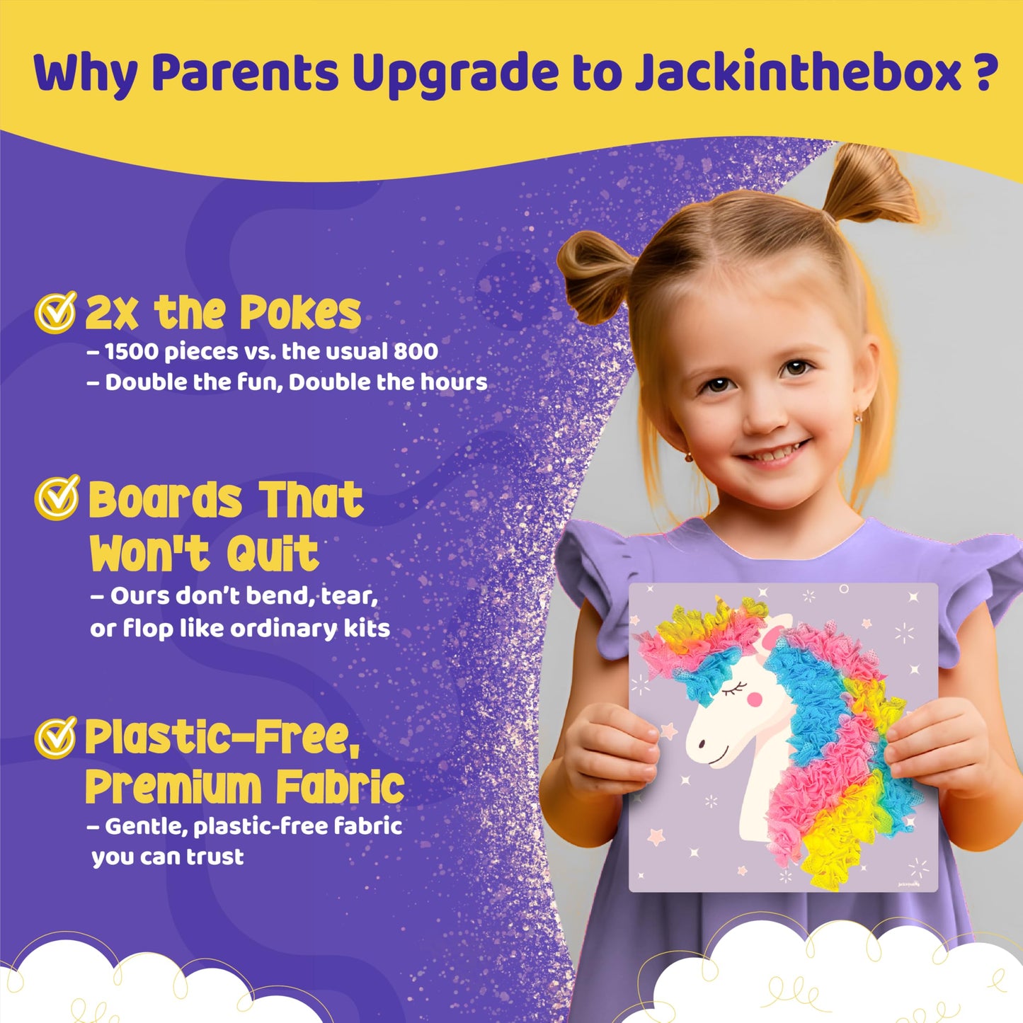jackinthebox Poke Poke Art – Magical Theme, Mess-Free Fabric Art and Craft, Flower Pressing Kits, Gift for Kids, Girl Gifts, DIY Activity Boy Gift, Best Gift for Girls and Boys Ages 4 5 6 7 8