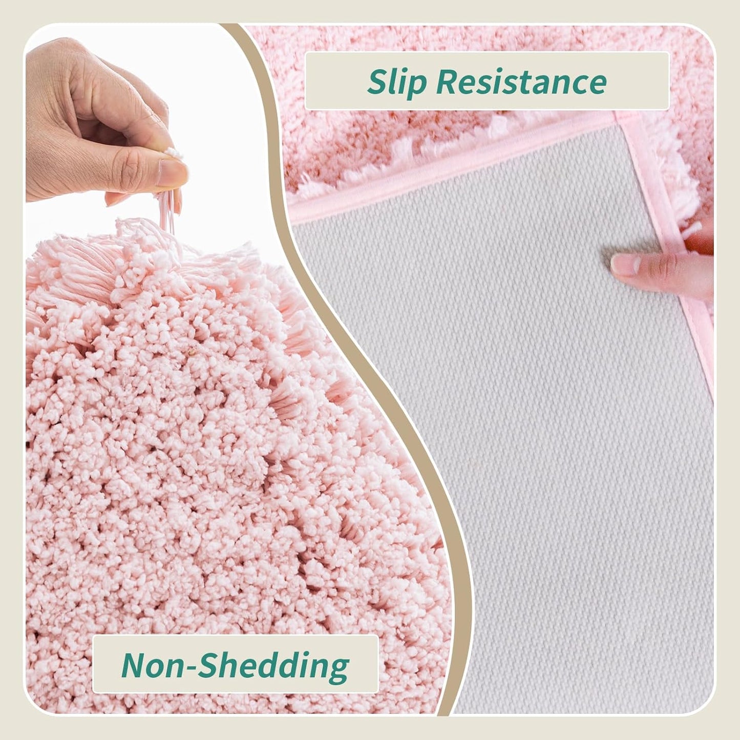 Pink Bathroom Rug 20x32 Non Slip Fluffy Bath Mat for Bathroom Floor Washable Plush Luxury Bath Rug for Tub Soft Shaggy Absorbent Shower Sink Mat