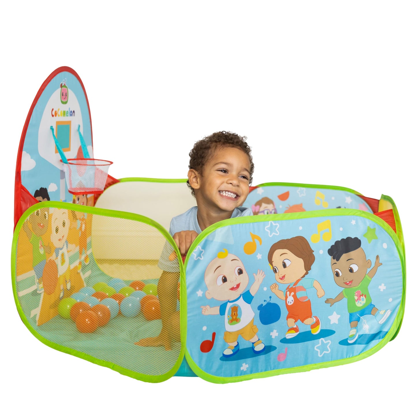 CoComelon Playground Ball Pit, Pop Up Tent with 25 Play Balls and Basketball Hoop, Toddlers 18M+
