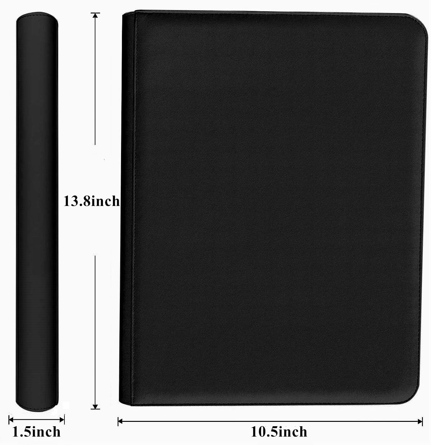 9-Pocket Zippered Trading Card Binder, 864 Pockets Double-Sided Side-Loading Card Organizer Album, PU Leather Card Holder Protector for MTG, TCG, Sports Cards (Black)