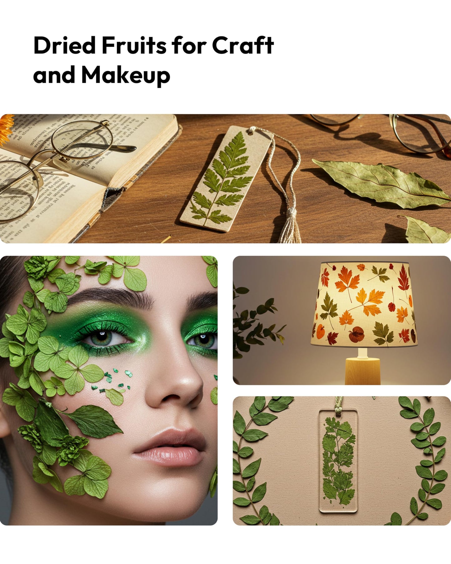 Resiners Dried Pressed Flowers for Resin Molds, Real Natural Dried Flowers Dry Leaves kit for Scrapbook Supplies Card Making Resin Jewelry Making Soap Candle DIY Crafts (Green Leaves100pcs)