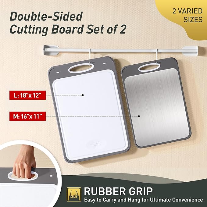 2 in 1 Stainless Steel Cutting Board with Handle 2 Packs Father Day Parents Papa Stepdad Pappy Poppy Pawpaw Who Want Nothing Everything Future Groom Bride Law Christmas Xmas Happy Birthday Gifts Ideal