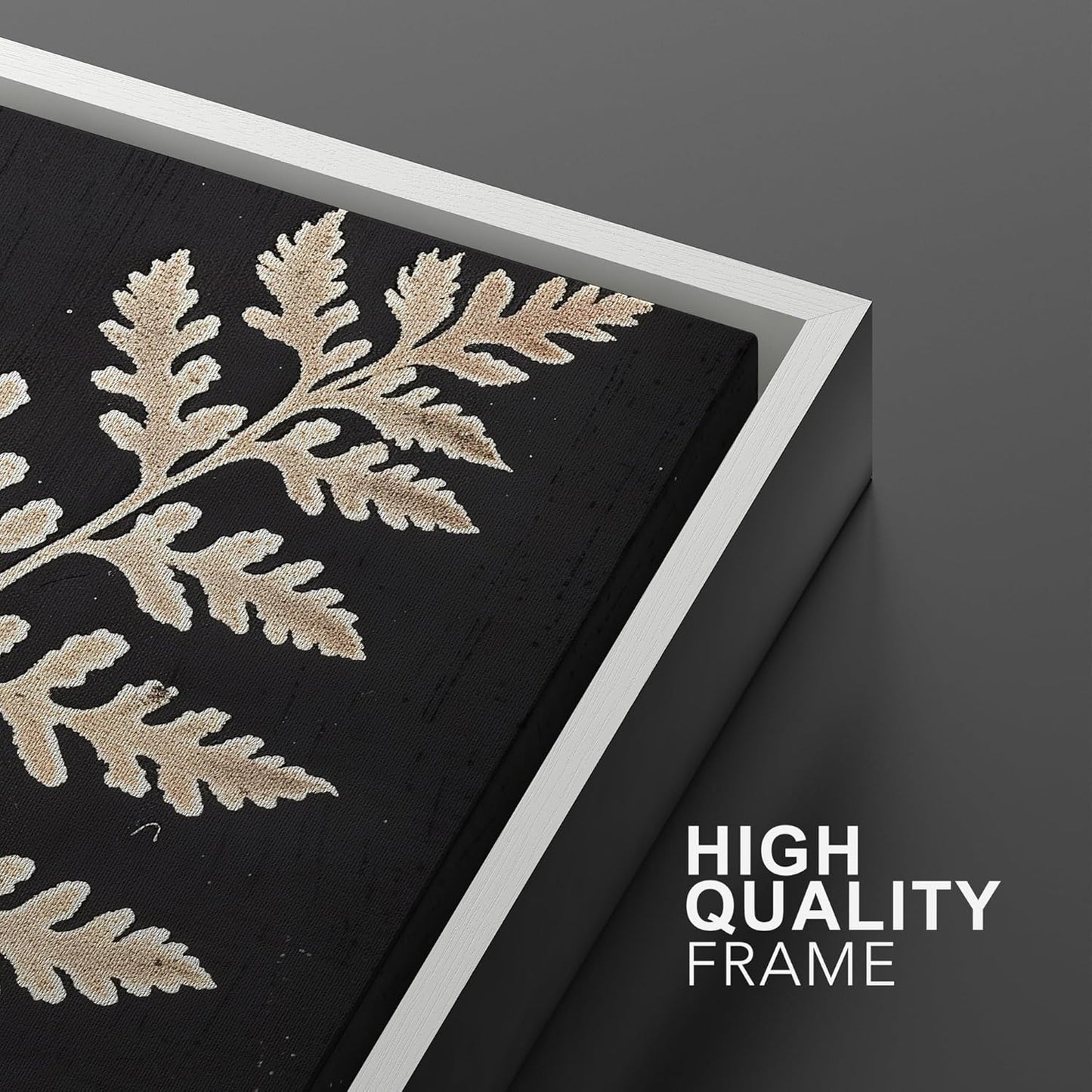 SIGNWIN Framed Canvas Print Wall Art Vintage Fern Leaf Silhouettes Natural Botanical Rustic Illustrations Modern Art Decorative Contemporary for Living Room, Bedroom, Office - 24"x36"x2 White