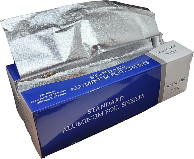 Pre-Cut Aluminum Foil Sheets, Foil Pop Up Sheets Aluminum Foil 12" x 10.75" inches come in a pop-up dispenser (6 Boxes)