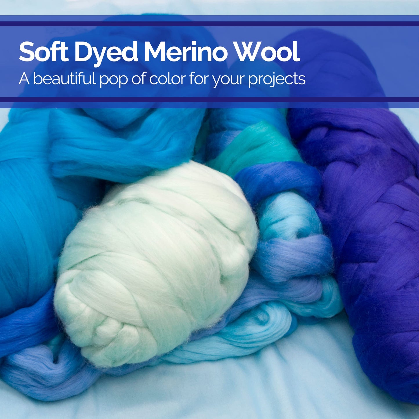 Revolution Fibers | Mixed Merino Wool Variety Pack - Glacier Chill | Perfect Wool Roving for Spinning, Rolags, Needle Felting, Wet Felting, Tapestry, Weaving and Crafting (Blues)
