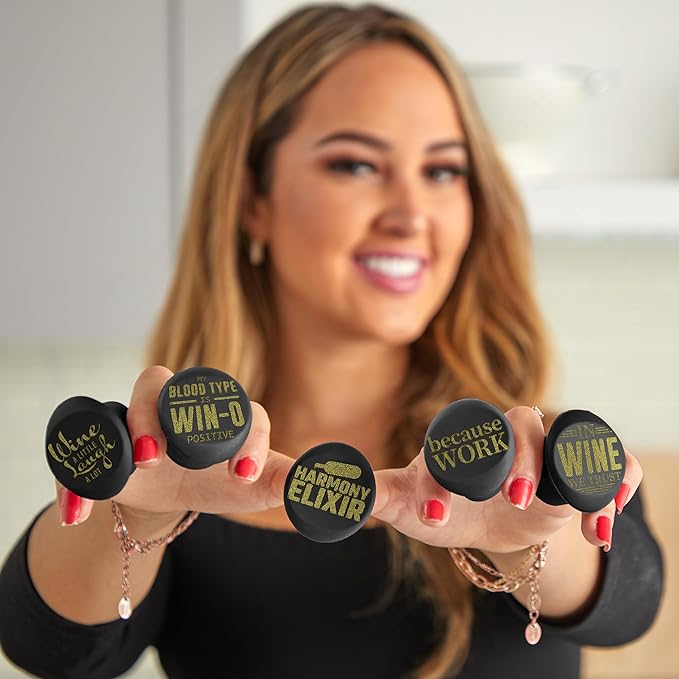 Silicone Wine Bottle Stopper Set – Funny Wine Caps, Spill-Proof & Airtight – Wine Unique Gifts for Women, Perfect Gifts for Mom & Wine Lovers