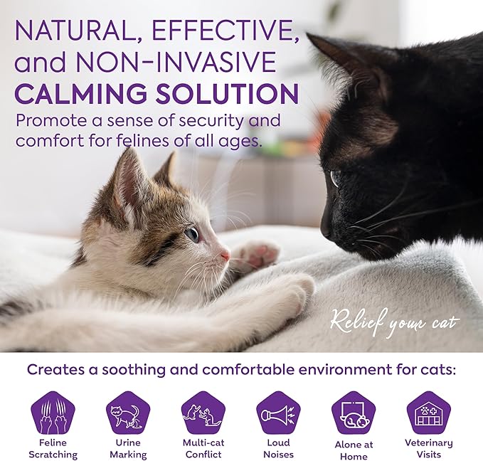 TopSum Cat Pheromones Calming Diffuser: Cat Calming Diffuser for Natural and Gental Behavior – Helps Reduce Scratching Peeing Meowing Hiding Urine Marking Aggression