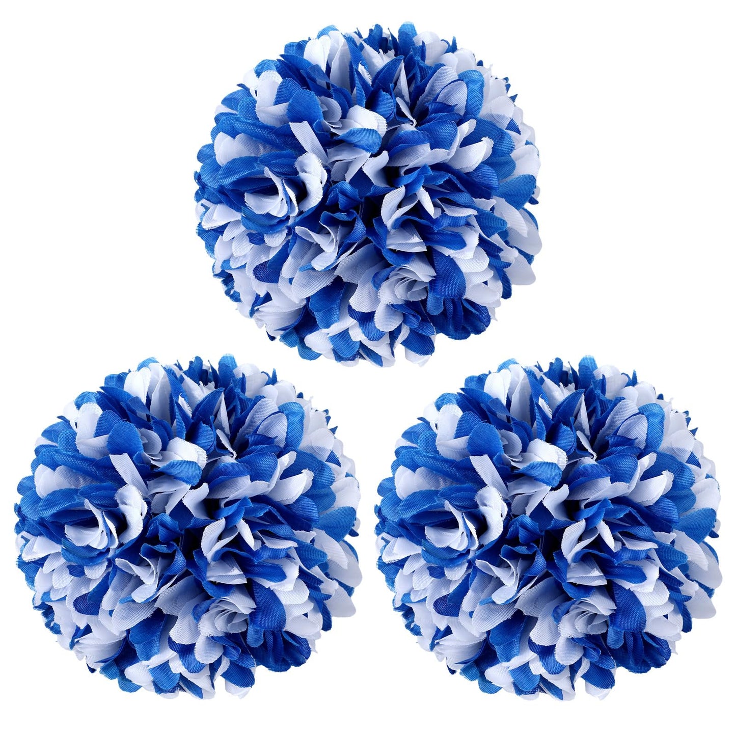 Knitgrip 3 Pcs Blue and White Homecoming Mum Flowers 6.5" Silk Homecoming Mum Supplies Trinkets 21 Layers Artificial Flowers Kits for Back to School Week Party Decorations